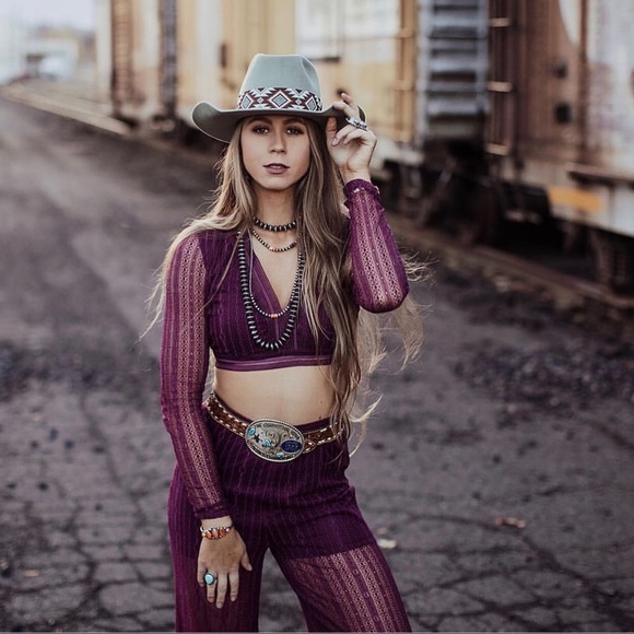 Pants - Lace crop top pant set